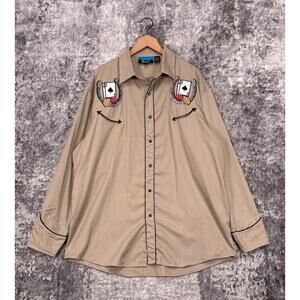 Bennys Shirt 2XL Mens Lucky Gambling Embroidered Pearl Snap Long Sleeve